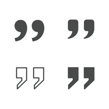 Quotation marks vector icon set, testimonial and citation symbols for text and dialogue