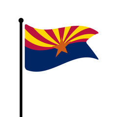 Fototapete - Flag of Arizona. Arizona flag computer digital vector illustration icon design. Fluttering flagpole flag.