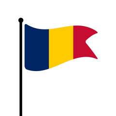 Fototapete - Flag of Chad. Chad flag computer digital vector illustration icon design. Fluttering flagpole flag.