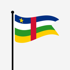 Fototapete - Flag of Central African Republic. Central African Republic flag computer digital vector illustration icon design. Fluttering flagpole flag.