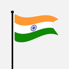 Fototapete - Flag of India. India flag computer digital vector illustration icon design. Fluttering flagpole flag.