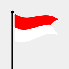 Fototapete - Flag of Indonesia. Indonesia flag computer digital vector illustration icon design. Fluttering flagpole flag.