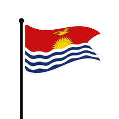 Fototapete - Flag of Kiribati. Kiribati flag computer digital vector illustration icon design. Fluttering flagpole flag.