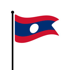 Fototapete - Flag of Laos. Lao flag computer digital vector illustration icon design. Fluttering flagpole flag.