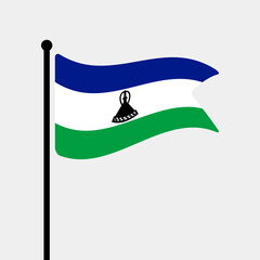 Fototapete - Flag of Lesotho. Lesotho flag computer digital vector illustration icon design. Fluttering flagpole flag.