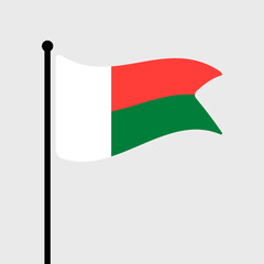 Fototapete - Flag of Madagascar. Madagascar flag computer digital vector illustration icon design. Fluttering flagpole flag.