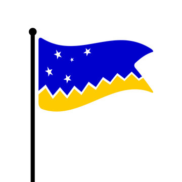Flag of Magellan-chilean Antarctic Region. Magellan-chilean Antarctic Region flag computer digital vector illustration icon design. Fluttering flagpole flag.