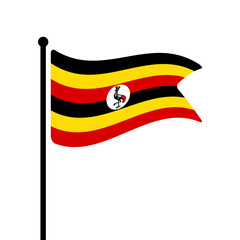 Fototapete - Flag of Uganda. Uganda flag computer digital vector illustration icon design. Fluttering flagpole flag.