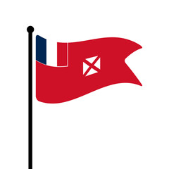 Fototapete - Flag of Wallis and Futuna. Wallis and Futuna flag computer digital vector illustration icon design. Fluttering flagpole flag.