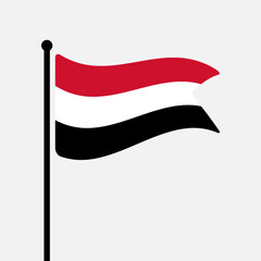Fototapete - Flag of Yemen. Yemen flag computer digital vector illustration icon design. Fluttering flagpole flag.