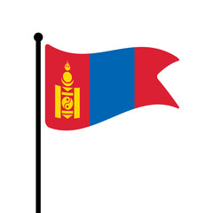Fototapete - Flag of Mongolia. Mongolia flag computer digital vector illustration icon design. Fluttering flagpole flag.