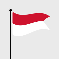 Fototapete - Flag of Monaco. Monaco flag computer digital vector illustration icon design. Fluttering flagpole flag.