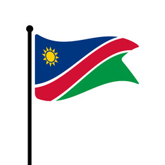 Fototapete - Flag of Namibia. Namibia flag computer digital vector illustration icon design. Fluttering flagpole flag.
