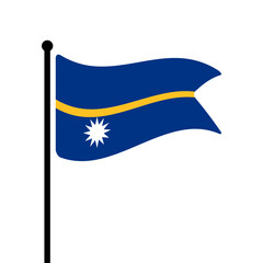 Fototapete - Flag of Nauru. Nauru flag computer digital vector illustration icon design. Fluttering flagpole flag.