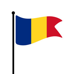Fototapete - Flag of Romania. Romania flag computer digital vector illustration icon design. Fluttering flagpole flag.