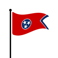 Fototapete - Flag of Tennessee, USA. Tennessee flag computer digital vector illustration icon design. Fluttering flagpole flag.