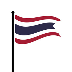 Fototapete - Flag of Thailand. Thailand flag computer digital vector illustration icon design. Fluttering flagpole flag.