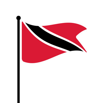 Flag of Trinidad and Tobago. Trinidad and Tobago flag computer digital vector illustration icon design. Fluttering flagpole flag.