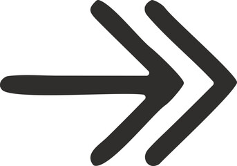 Poster - Double Arrow Icon: A hand-drawn style double arrow pointing right, perfect for web design, user interface, and graphic design projects.