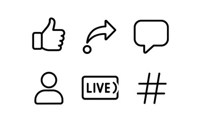 Fototapete - Minimalist social media icons set with thumbs up, reply arrow, and speech bubble