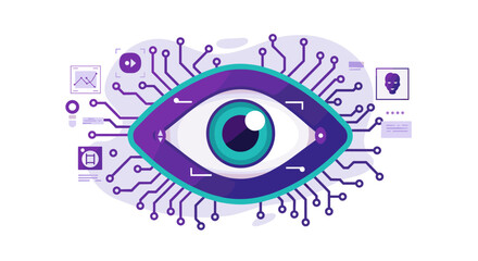Poster - Futuristic ai vision concept with digital circuitry and technology icons