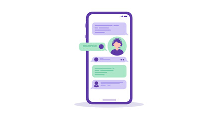Poster - Modern chat interface on smartphone with messaging bubbles and user avatar