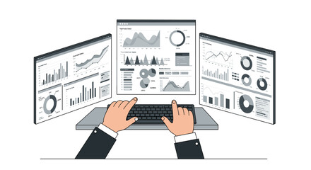 Poster - Business analytics dashboard with data charts and graphs visualization