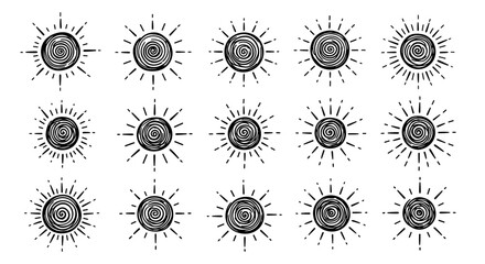 Poster - Spiral sunburst patterns in black and white minimalist design collection