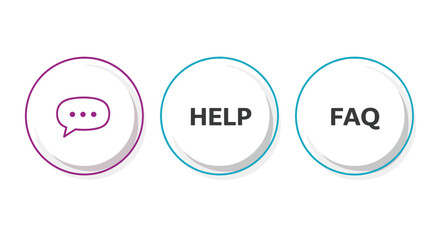 Poster - Help and faq icons with speech bubble in modern circular design