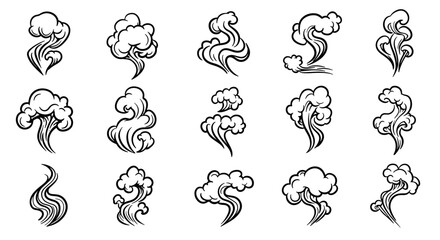 Poster - Abstract black and white ink clouds in artistic linear style