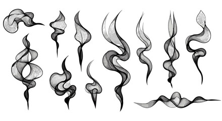 Poster - Elegant abstract smoke shapes in black and white with fluid lines