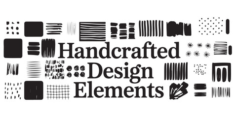 Poster - Handcrafted design elements with various black and white patterns and textures in a graphic layout
