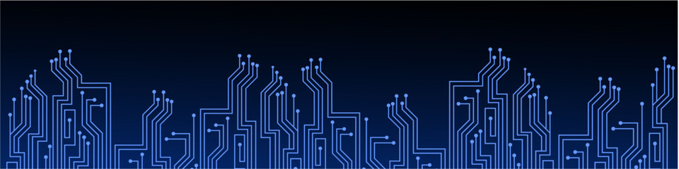 Blue circuit line background vector, depicting a futuristic technological network. Ideal for IT presentations, data processing, or digital connectivity designs with a modern, dynamic feel.