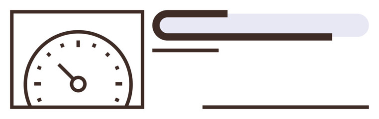 Poster - Speedometer indicating measurement with a progress bar motif on the side. Ideal for speed, progress, performance, efficiency, tracking, productivity, and evaluation themes. Minimal flat metaphor