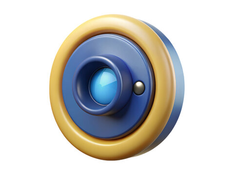3d rendered illustration featuring a vibrant blue and yellow circular icon crafted with a plastic-style design