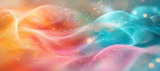 Fototapete - Abstract Wave Pattern with Flowing Data and Shimmering Light Movement in a Dreamlike Digital Design