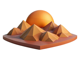 Poster - Abstract 3d rendering of geometric pyramids with a sphere against a dark background representing conceptual art