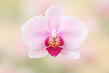 Poster - Blurry orchid artwork with white and pink hues on a natural backdrop