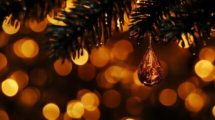 Wall Mural - elegant christmas drop decor surrounded by sparkling lights, celebrating the festive winter holidays