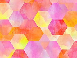 Poster - A playful and energetic hexagonal design in neon pink orange and yellow with a touch of light purple for added dimension