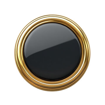 Round Gold Framed Glassy Object Icon with Shiny Texture Modern Luxury on transparent background
