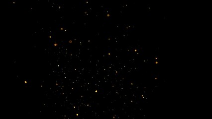 Poster - Floating golden dust particles in dark background