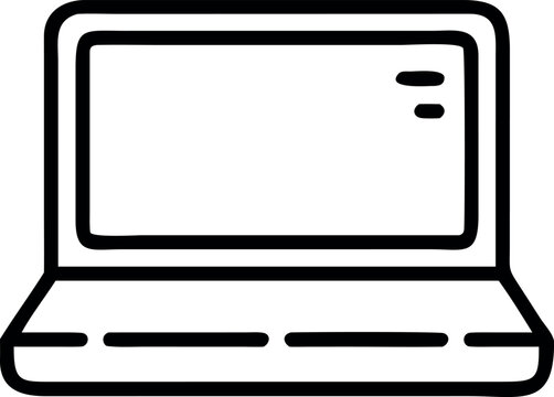 Minimal black laptop computer device icon simple and modern silhouette design