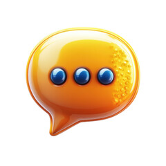 Poster - Golden Chat Bubble Glossy Design Three Blue Dots Illustration on transparent background