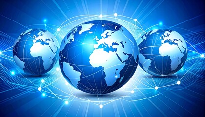 Illustration of global network connection, digital globe concept