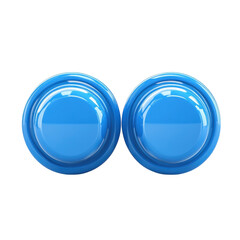 Leinwandbilder - Two Rounded Blue Buttons Glossy on Black Background Highlighting Modern on transparent background