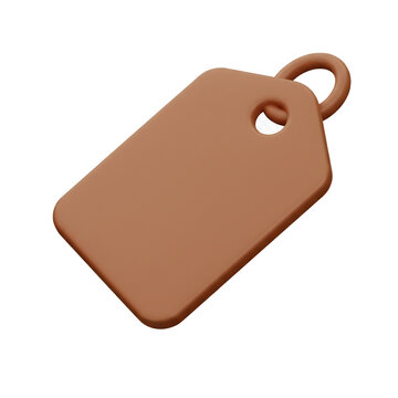 A minimalist three-dimensional rendering of a blank copper-toned price tag for product branding