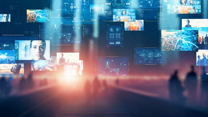 Wall Mural - City and video content concept