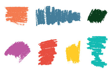 Poster - Hand drawn wax crayons brush strokes, paint texture background, highlight shapes, kid drawing doodle scribbles