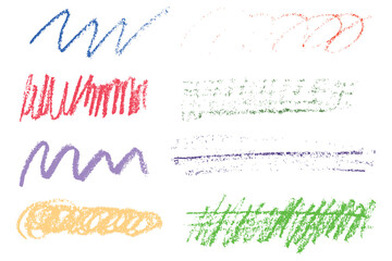 Poster - Hand drawn wax crayons brush strokes, paint texture background, highlight shapes, kid drawing doodle scribbles